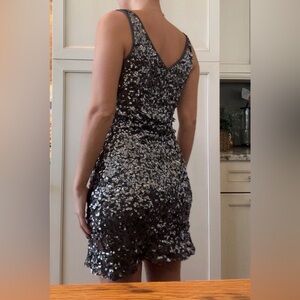 INC International Concepts Shimmering Silver Sequin Midi Dress